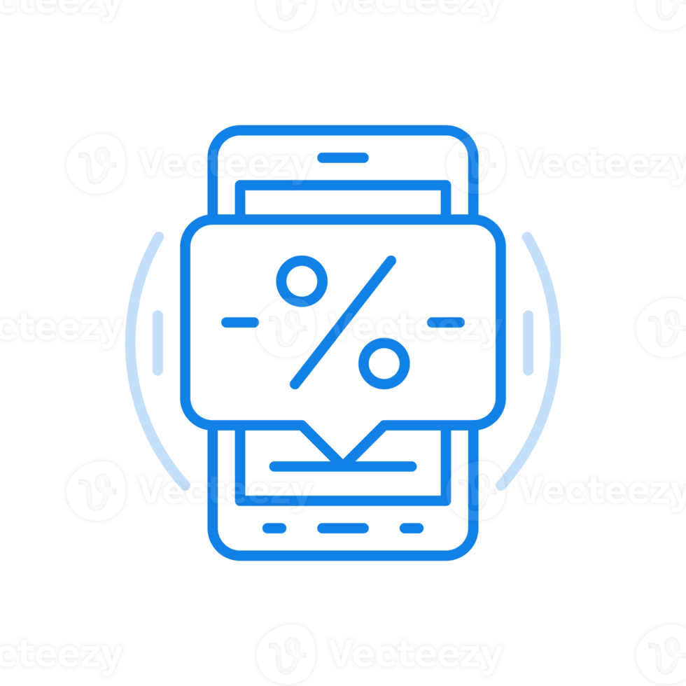 Interest free online account line icon. Web application with free transactions smartphone with percentage. png
