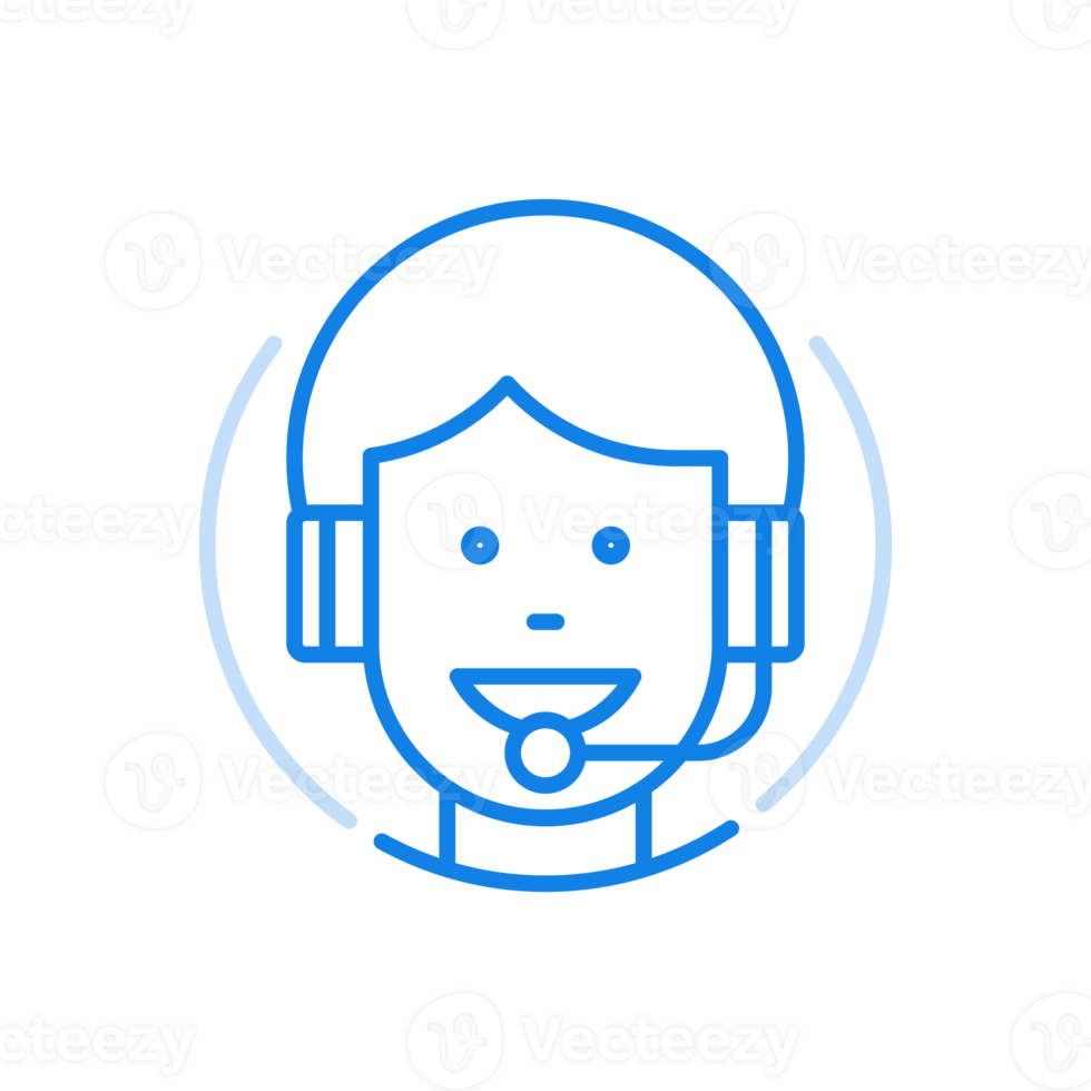 Support service icon line. Online customer service operator with headphones and microphone conducts. png