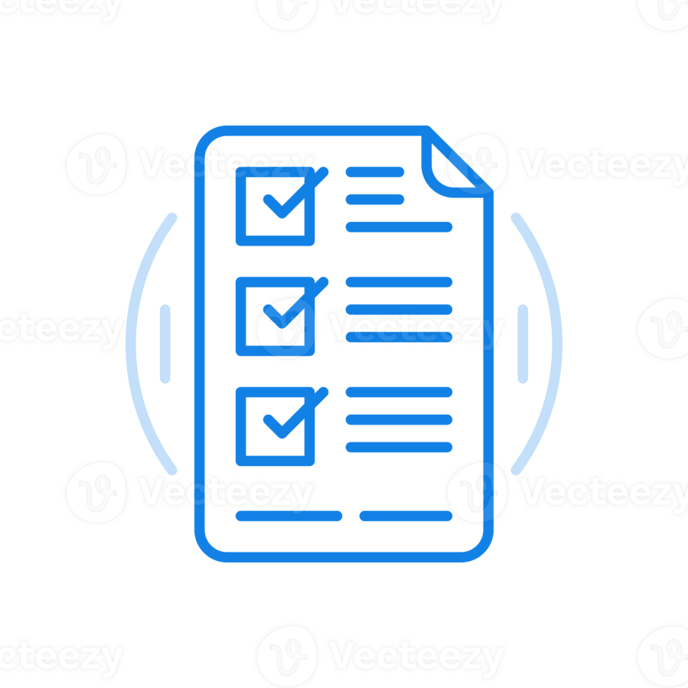 Worksheet with tests line icon. Checklist of questions with answer boxes. png