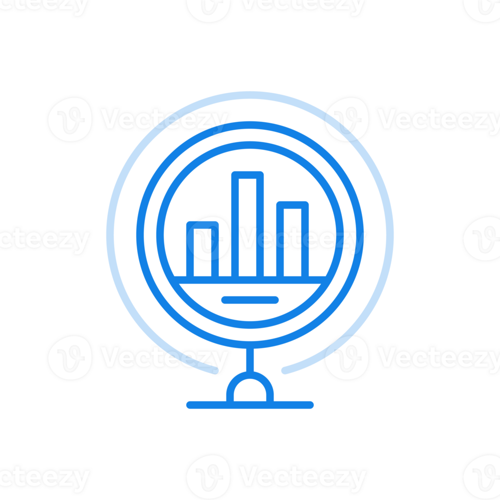 Fluctuations infographics line icon. Graphical columns in circle on stand. png