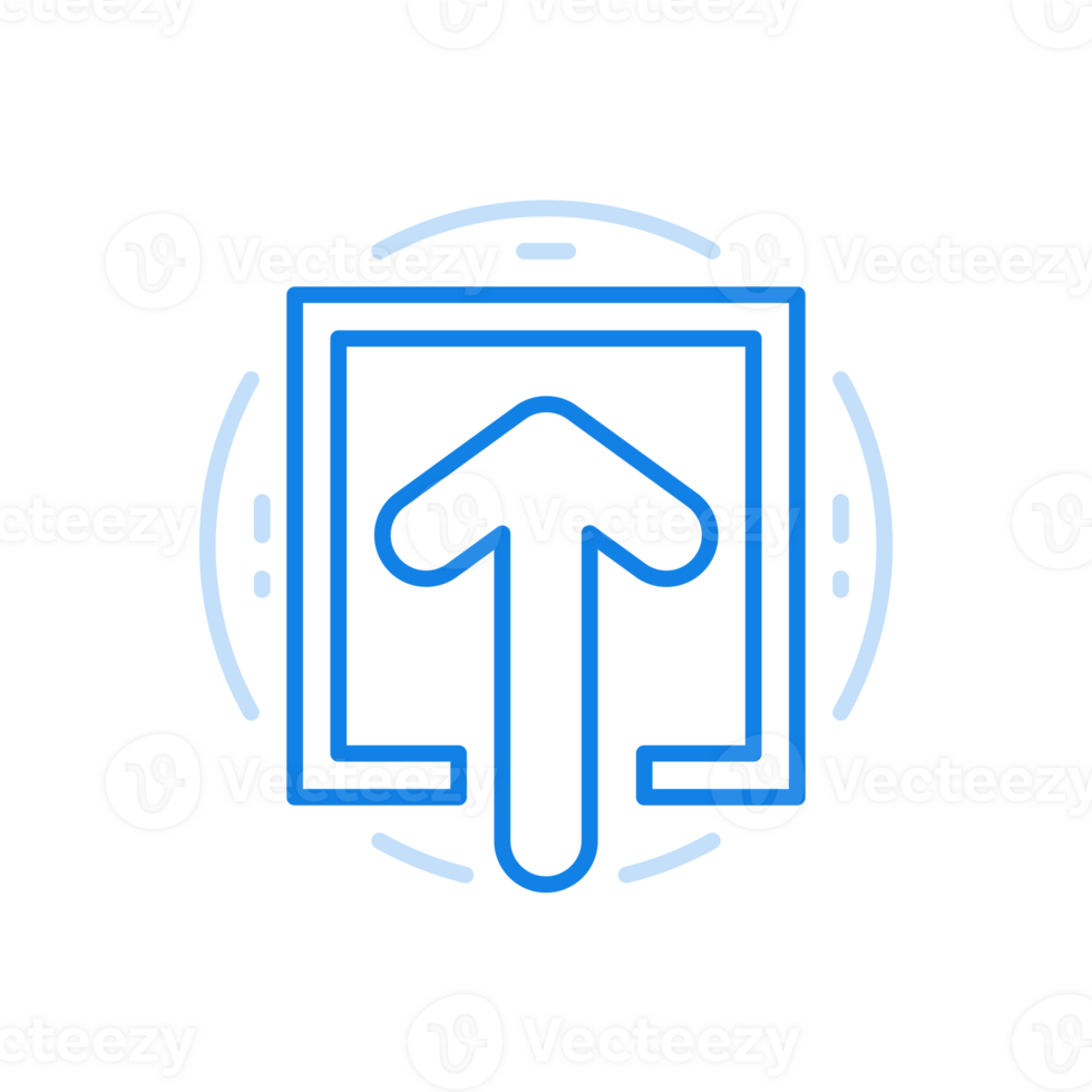 Data loading line icon. Arrow pointing up in square. png