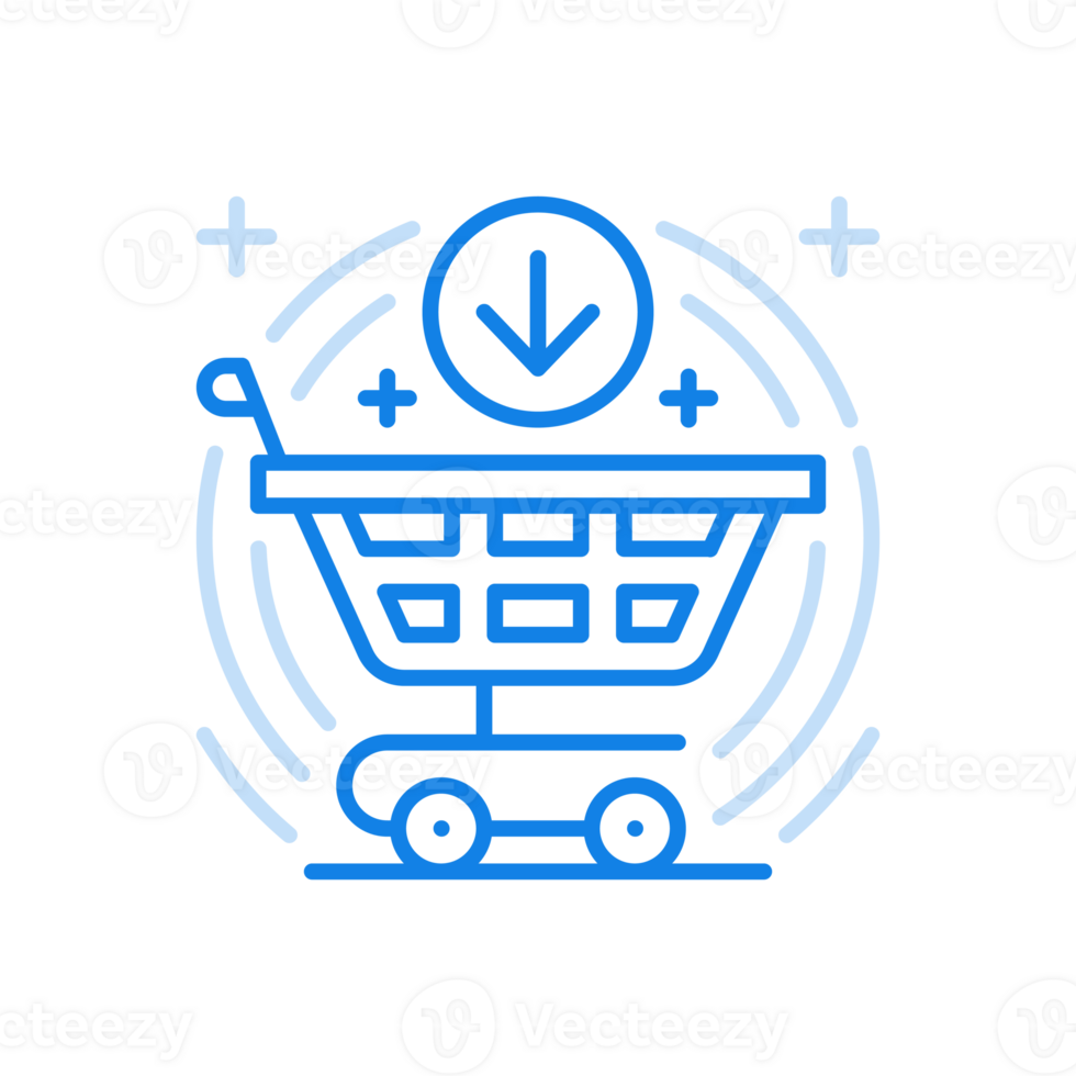 compras agregando a cesta línea icono. supermercado compra bienes desde mercado y tienda. png