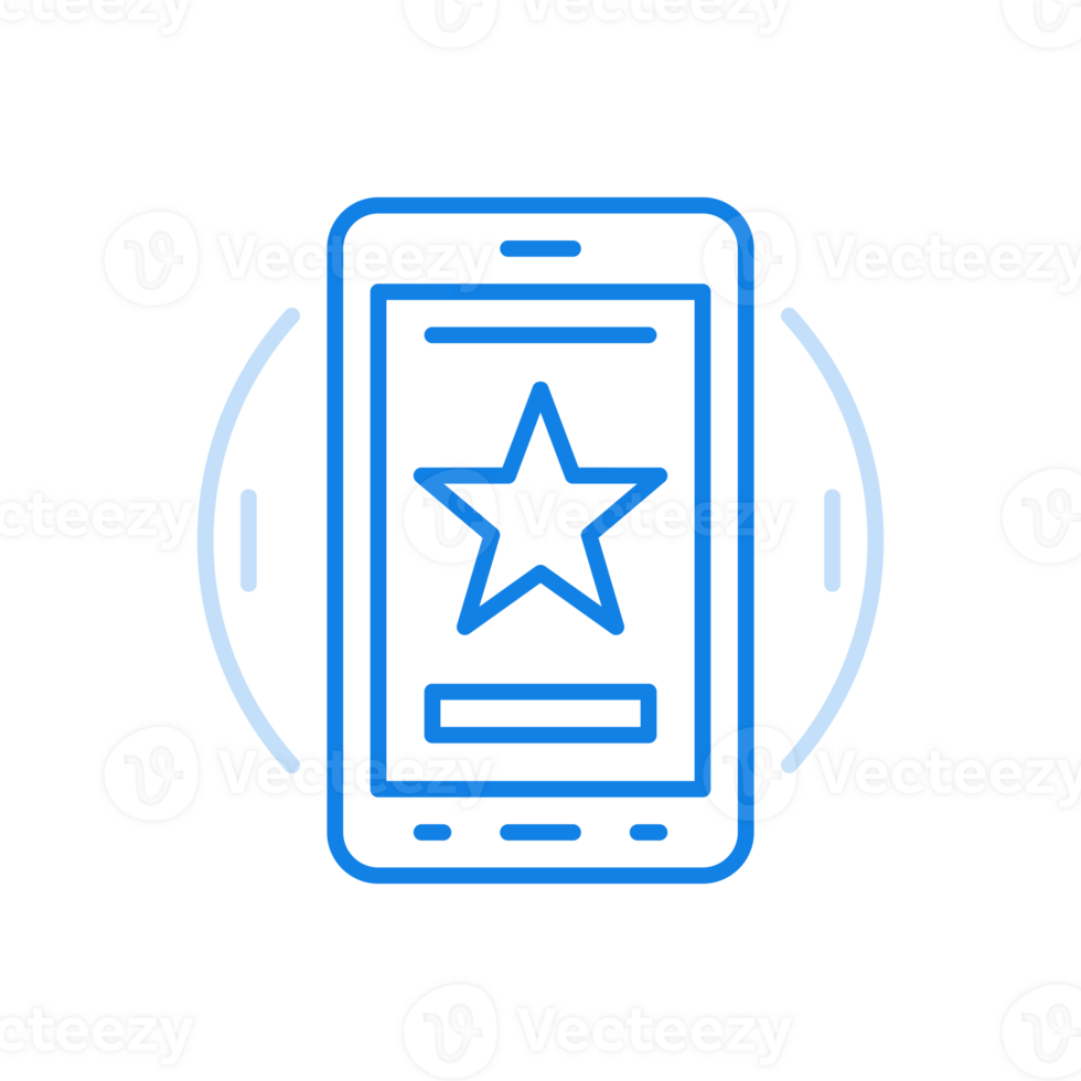 Web app rating line icon. Online voting for best service. Star on smartphone screen. png