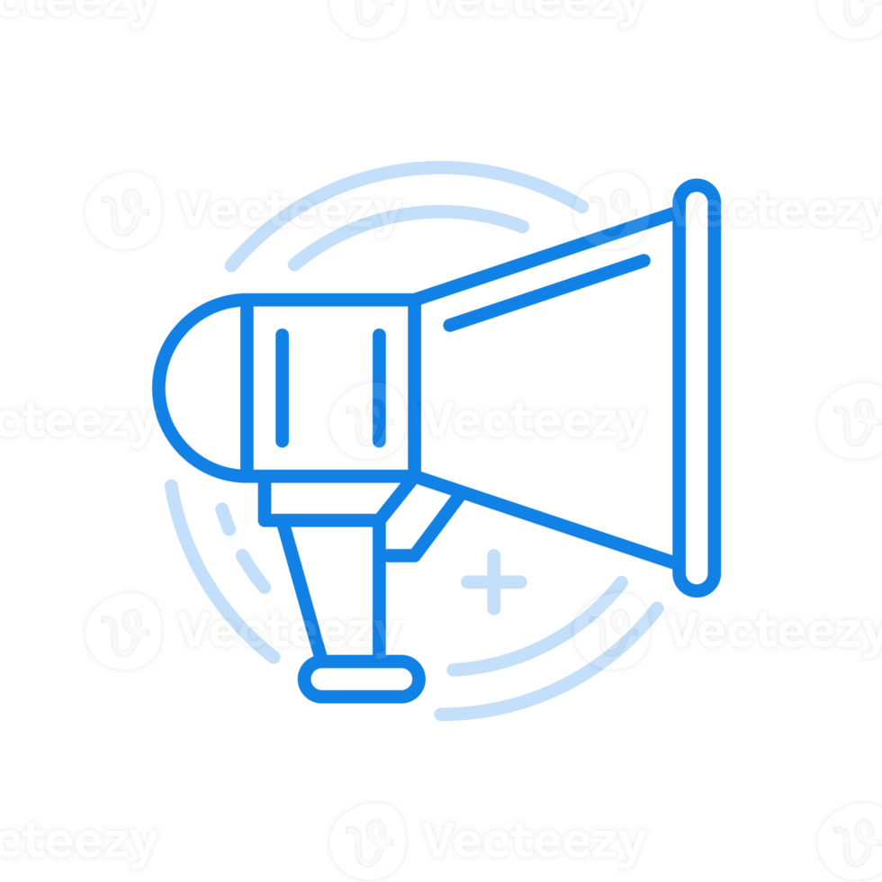 Megaphone symbol line icon. Announcements promotion advertising with public. png