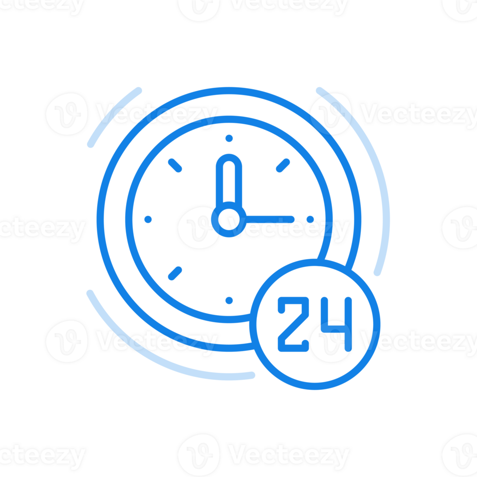 24 hour work schedule line icon. Constant support for customers and subscribers. png