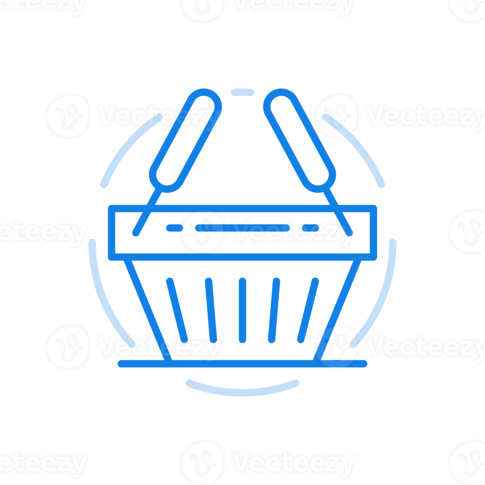 Shopping basket line icon. Sturdy basket with two handles. png