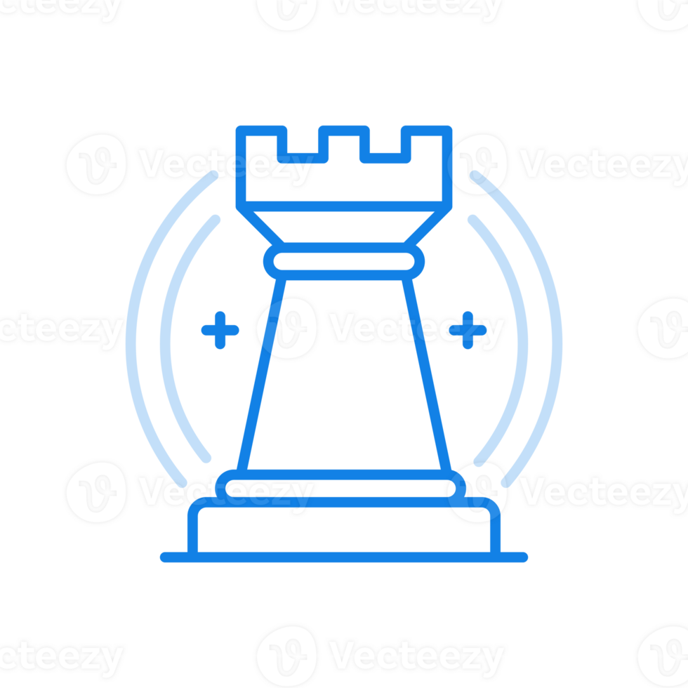 Chess rook line icon. Strategic game with logical principle. png