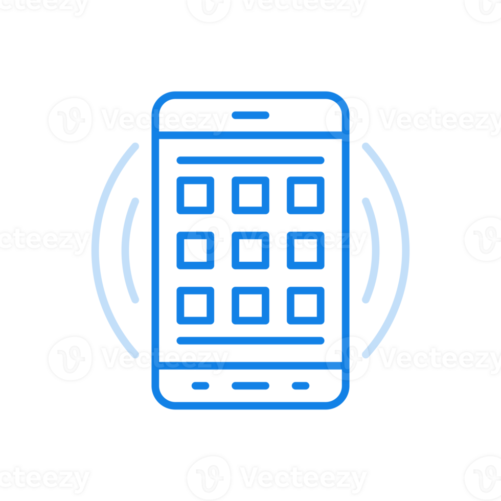 Mobile applications in smartphone line icon. Sensory activation technologies for media programs and games. png