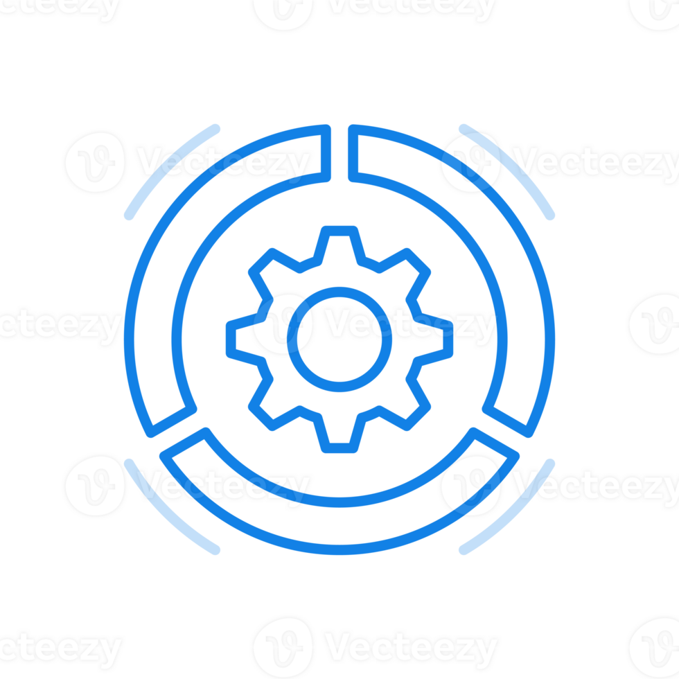 Rotating gear line icon. Progress communication and promotion of teamwork. png