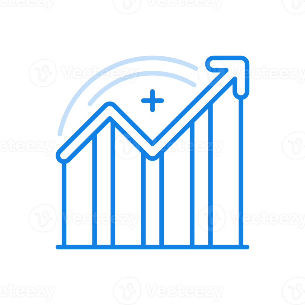 Statistical growth indicators line icon. Profit increase chart with upward curved arrow. png