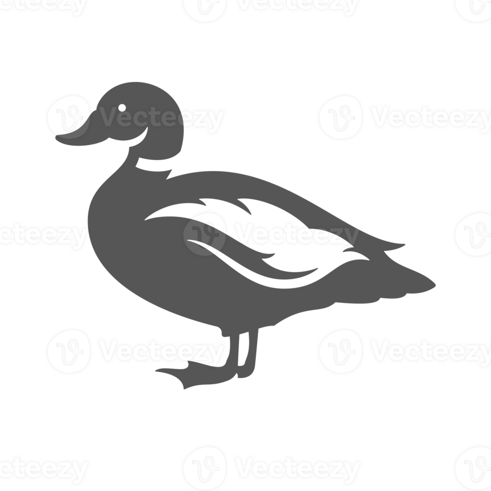 Duck silhouette vintage hand drawn illustration farm bird or hunting shop graphics png
