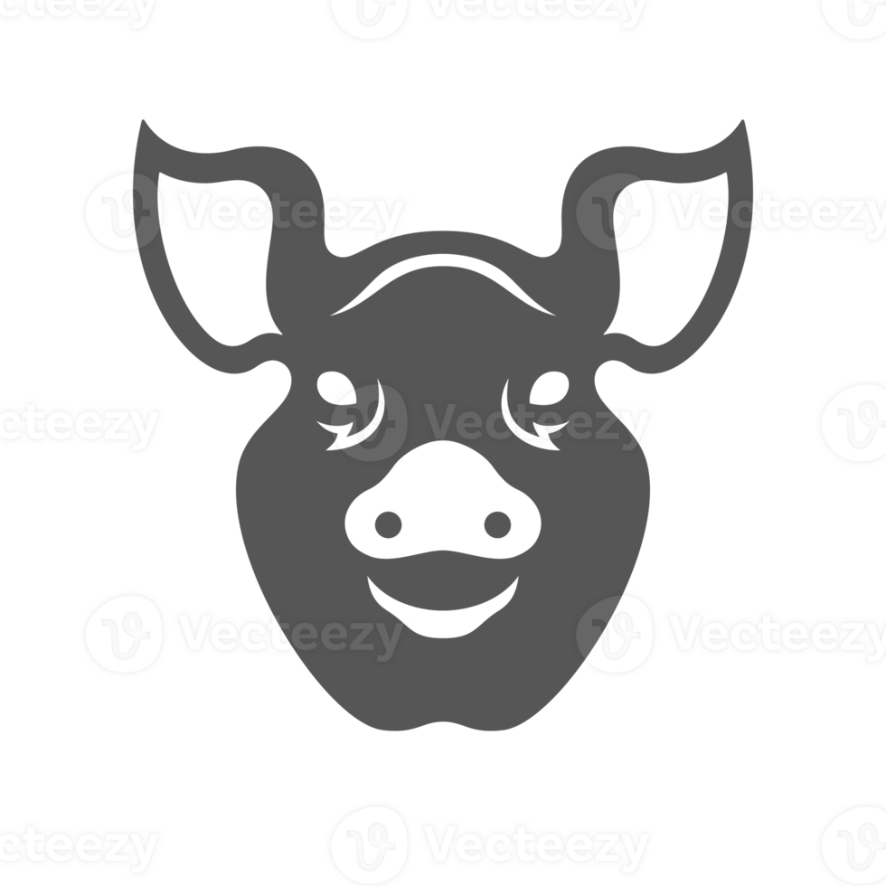 Pig head silhouette vintage hand drawn illustration farm animal or butcher shop png