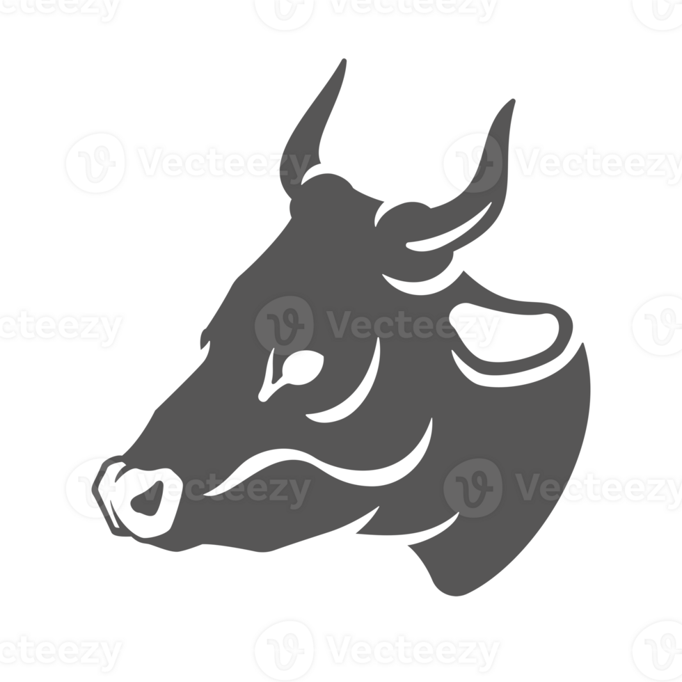 Cow head silhouette vintage hand drawn illustration farm animal or butcher shop png