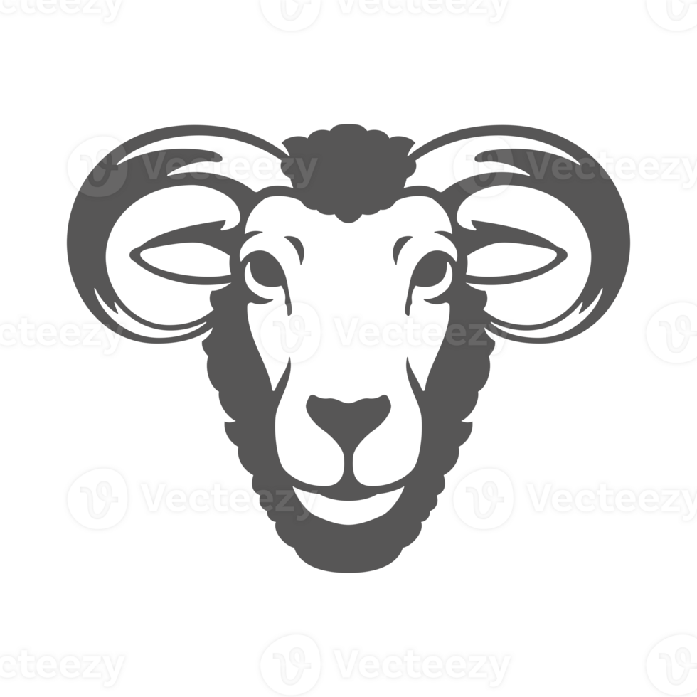 Ram head silhouette vintage hand drawn illustration farm animal or butcher shop png