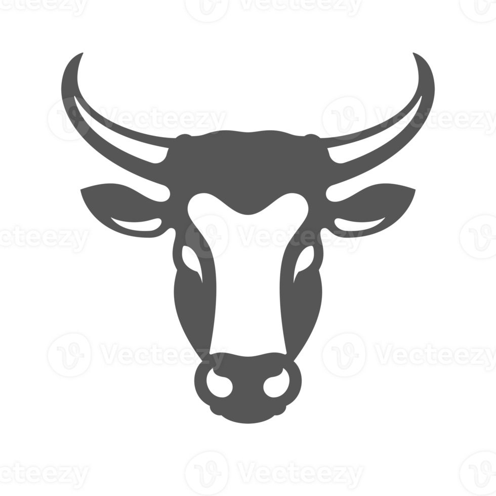 Cow head silhouette vintage hand drawn illustration farm animal or butcher shop png