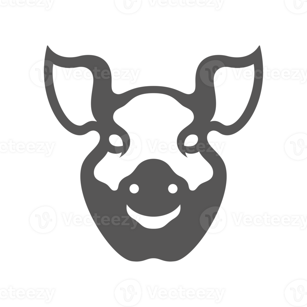 Pig head silhouette vintage hand drawn illustration farm animal or butcher shop png
