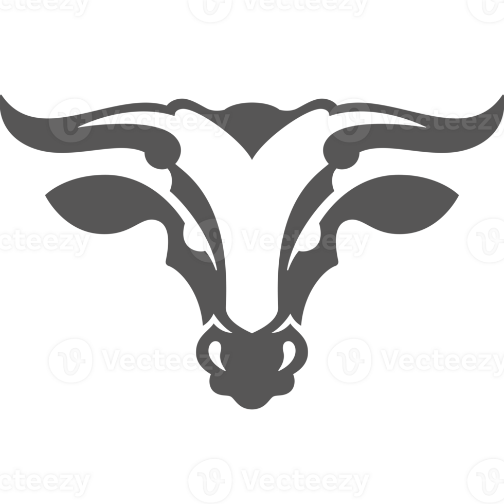 Bull head silhouette vintage hand drawn illustration farm animal png