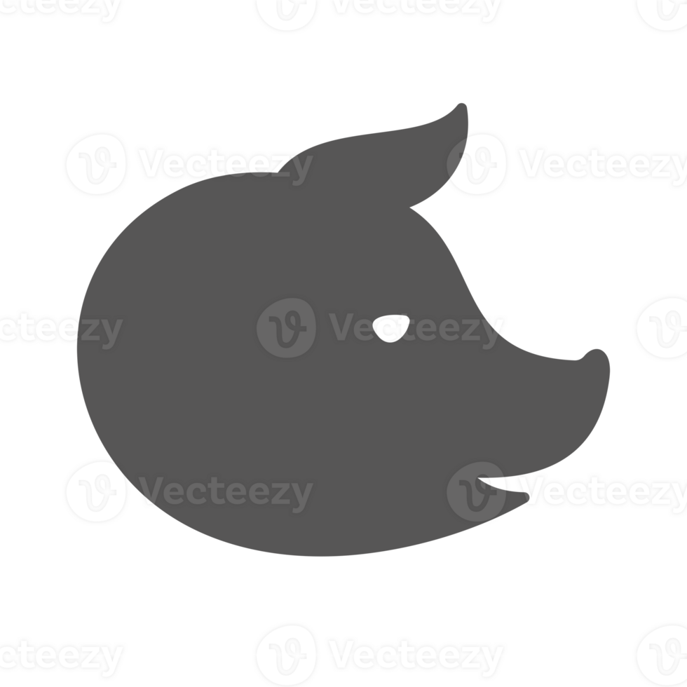Pig head silhouette vintage hand drawn illustration farm animal or butcher shop graphics png
