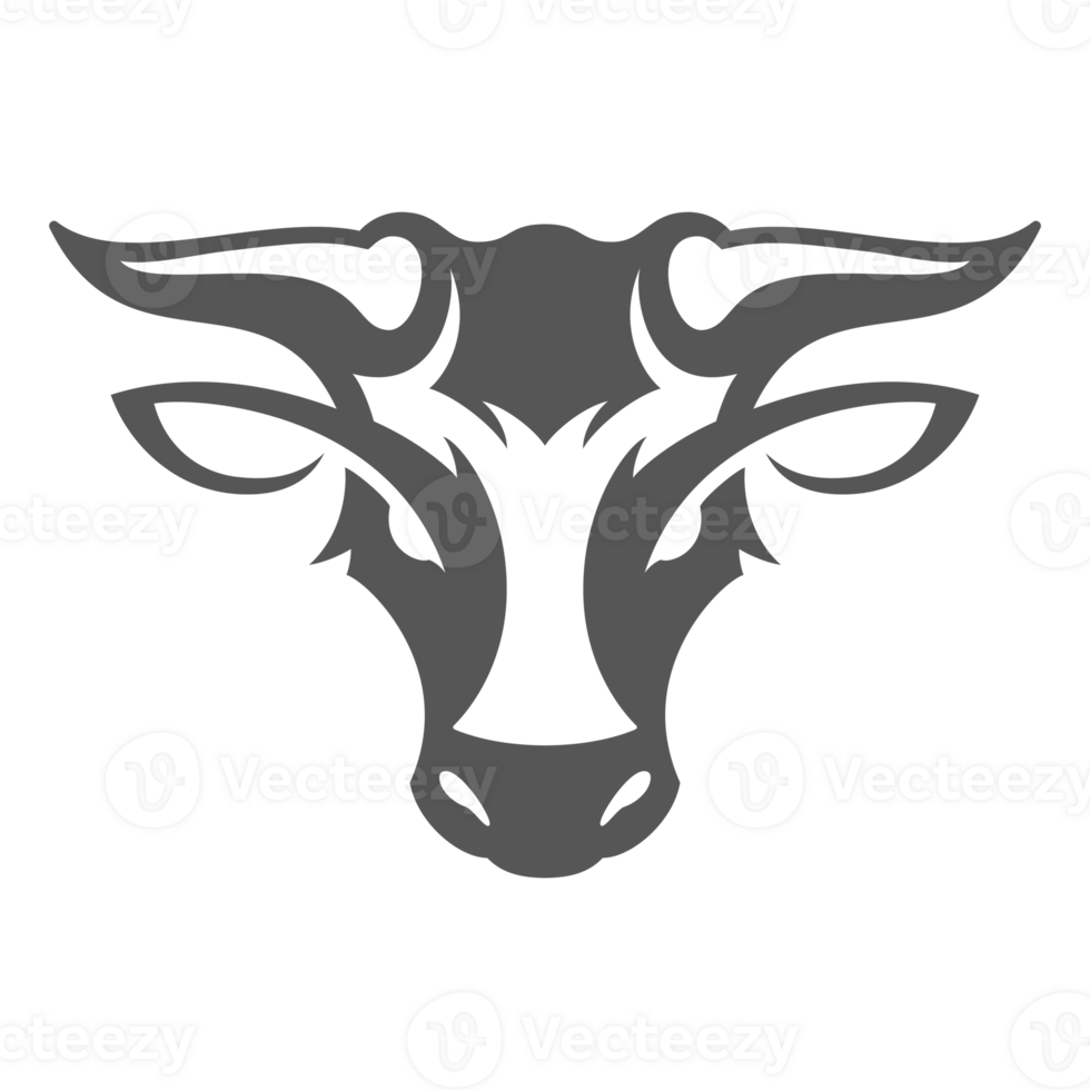 Bull head silhouette vintage hand drawn illustration farm animal png