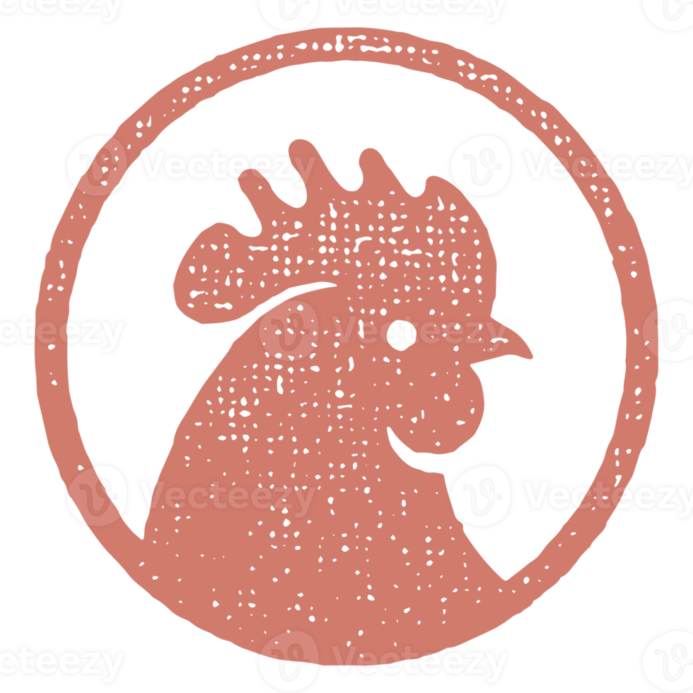 Rooster head silhouette hand drawn stamp effect illustration png