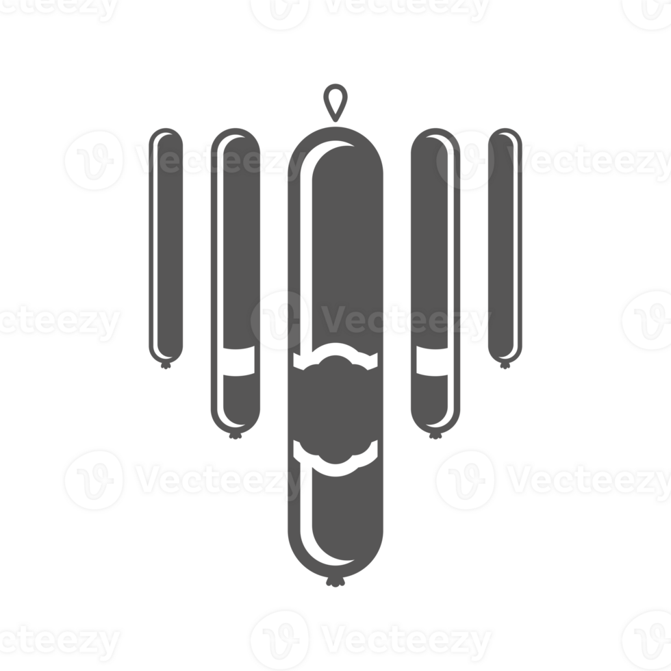Meat sausages silhouette vintage hand drawn illustration butcher shop graphics png