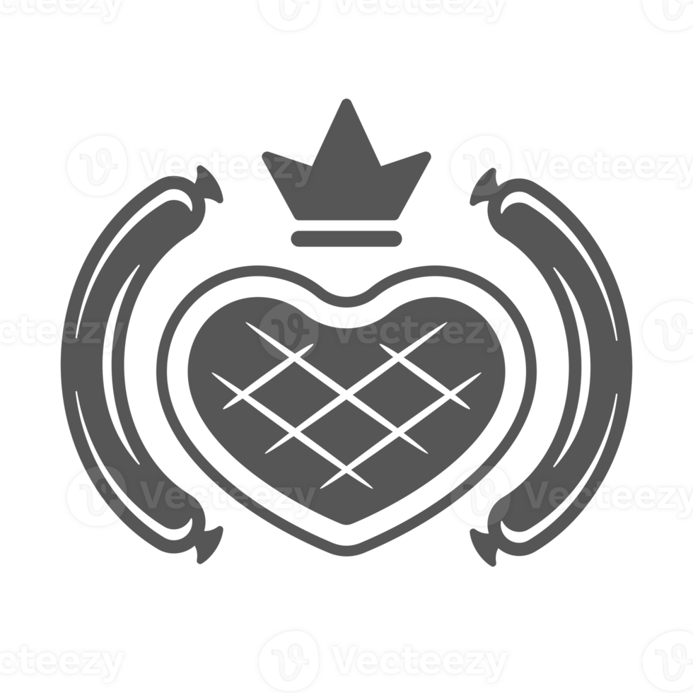 Grilled meat steak with flame silhouette vintage hand drawn illustration. png