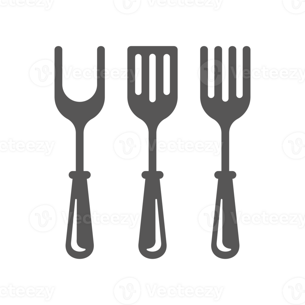Barbecue fork and spatula silhouette vintage hand drawn illustration. png