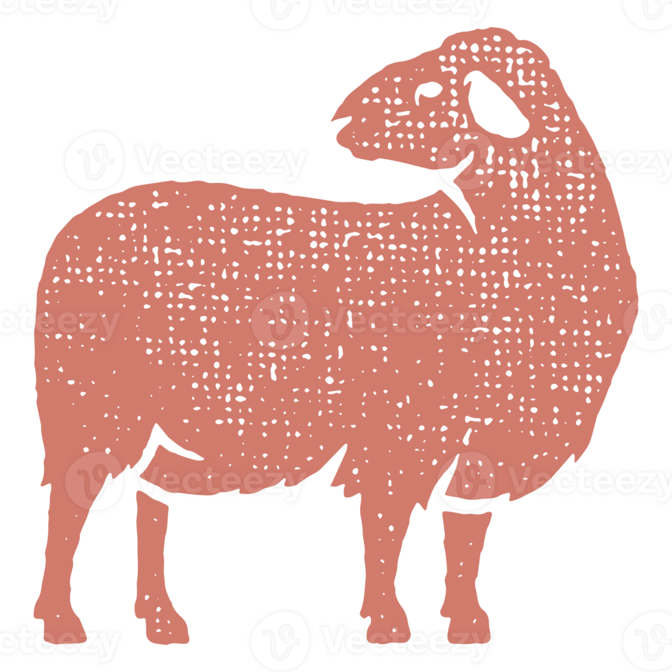 Sheep silhouette hand drawn stamp effect illustration png