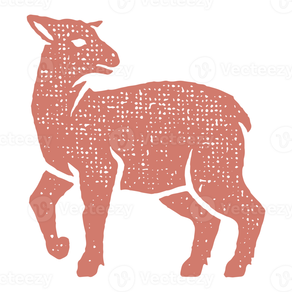 Sheep lamb silhouette hand drawn stamp effect illustration png