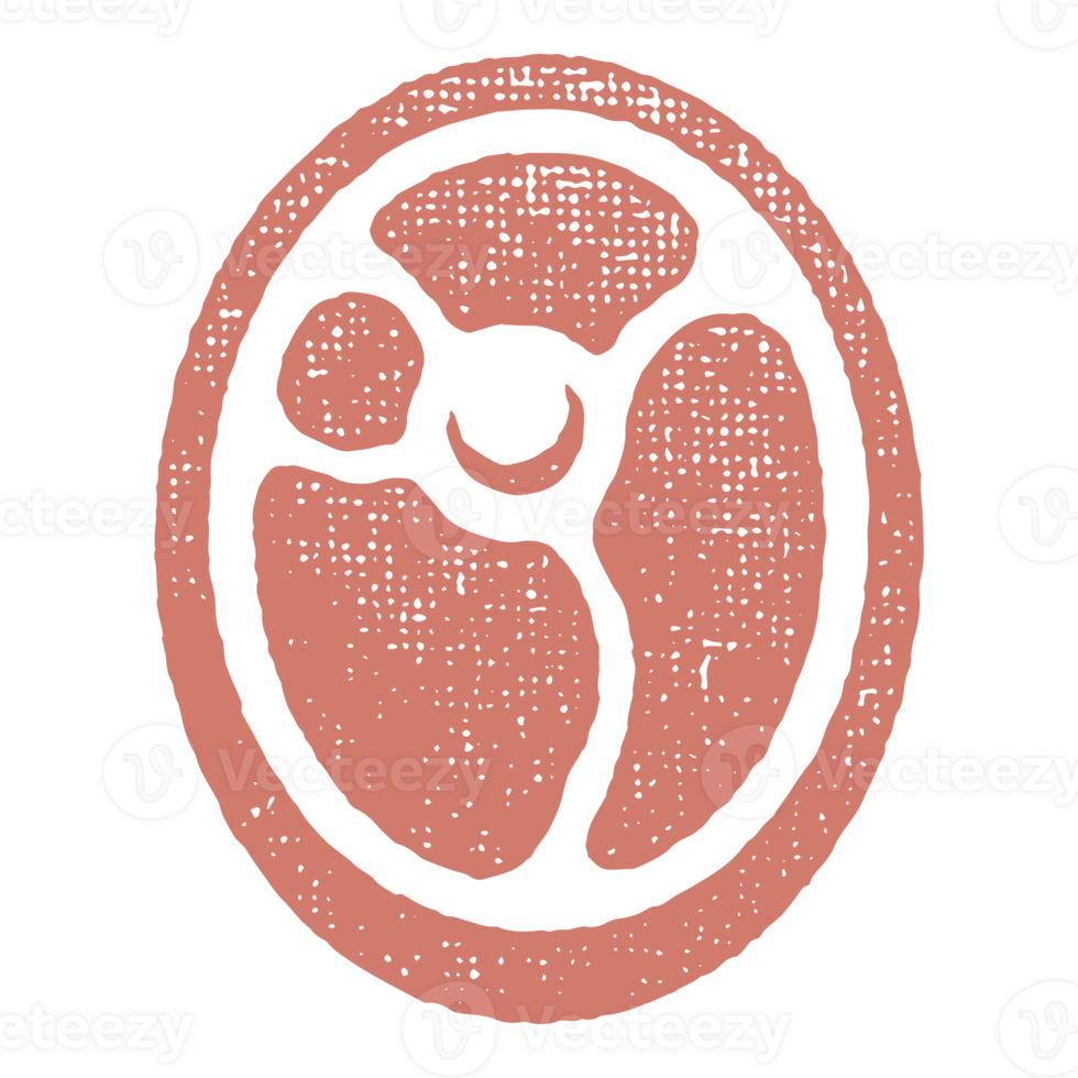 Fresh meat round steak with bone silhouette hand drawn stamp effect illustration png