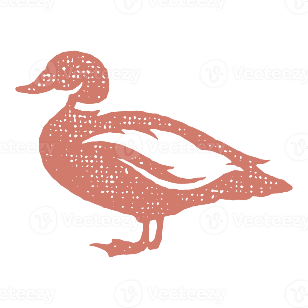 Duck silhouette hand drawn stamp effect illustration png