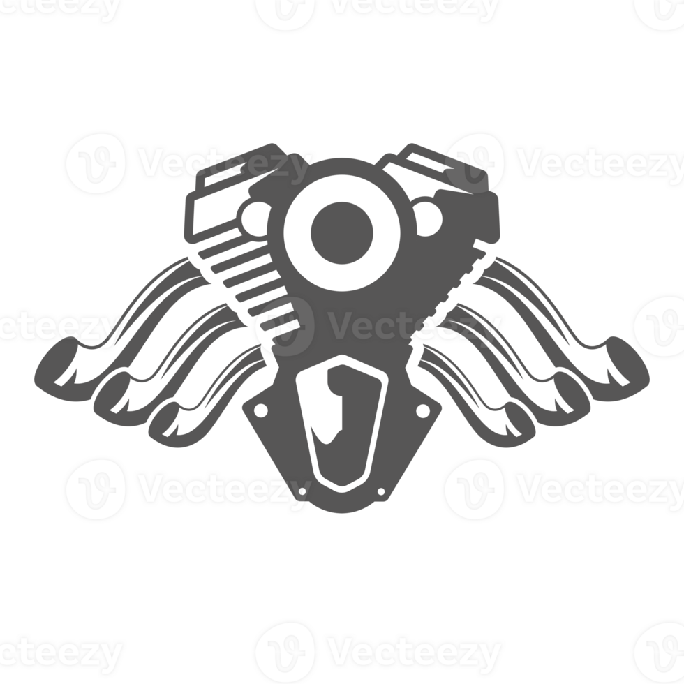 Motorcycle engine hand drawn silhouette illustration for vintage logo design png