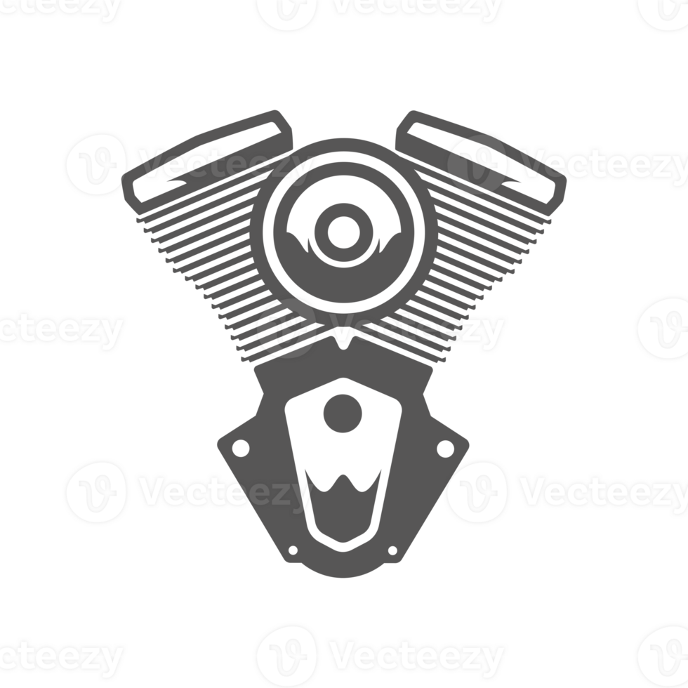 Motorcycle engine hand drawn silhouette illustration for vintage logo design png