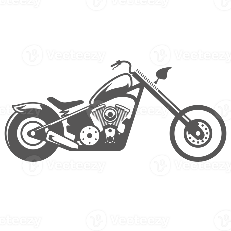 Classic motorcycle hand drawn silhouette illustration for vintage logo design png