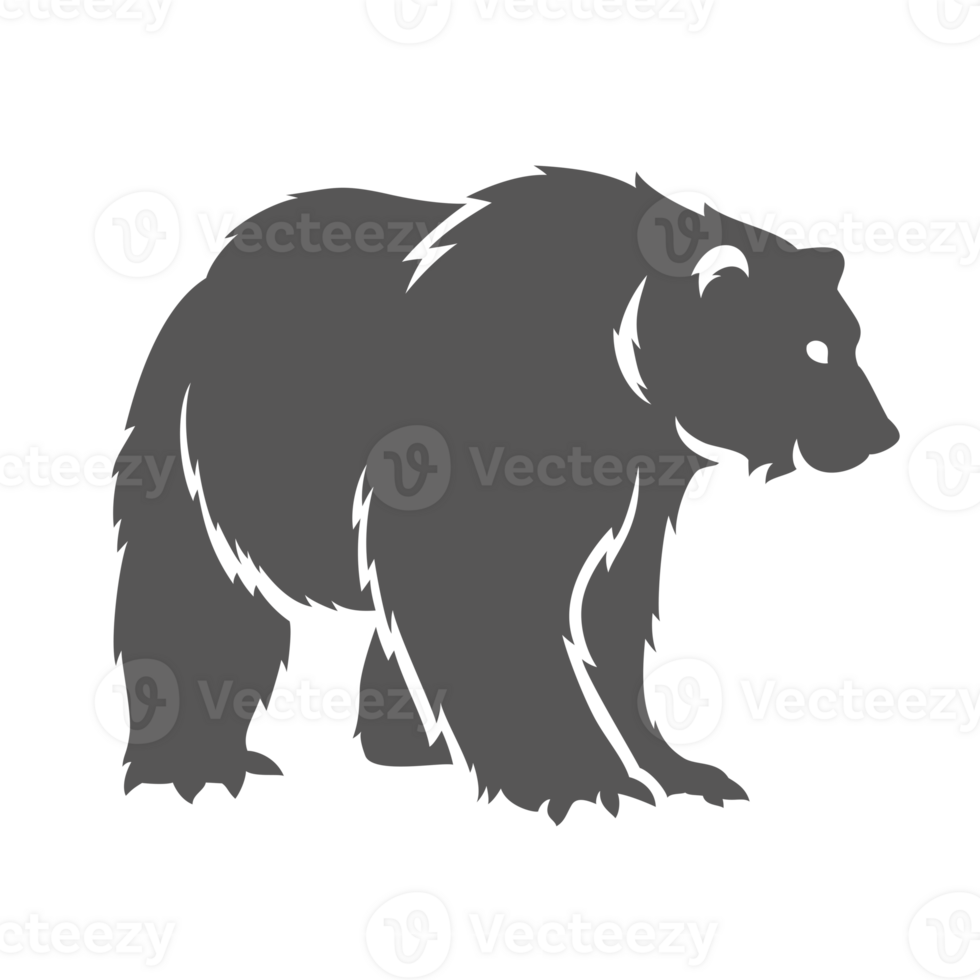 Bear hand drawn silhouette illustration for vintage logo design png