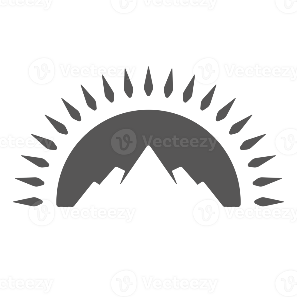 Mountain hand drawn silhouette illustration for retro logo design png