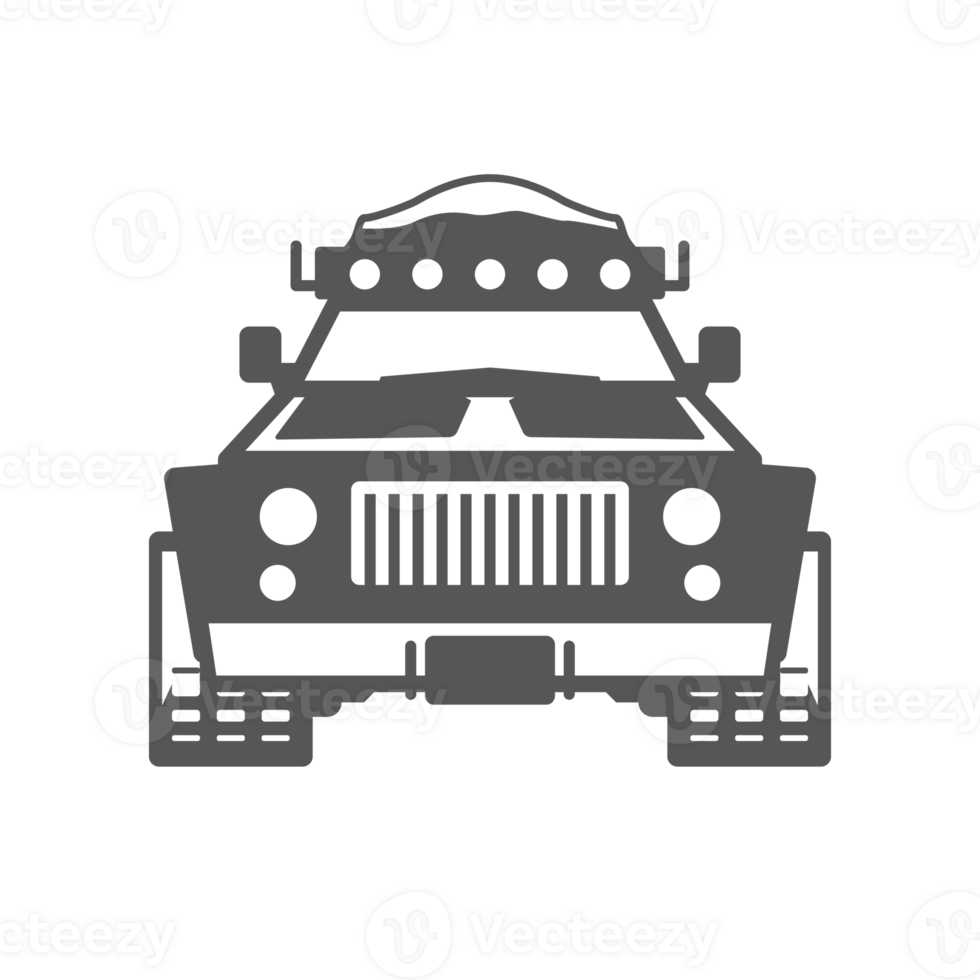 Off-road car hand drawn silhouette illustration for retro logo design png