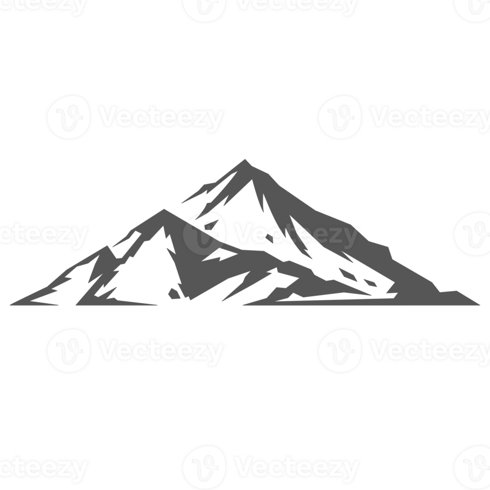 Mountain hand drawn silhouette illustration for retro logo design png