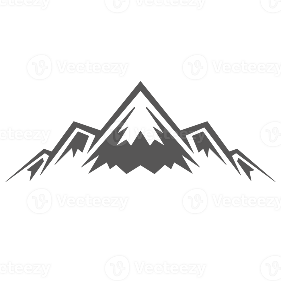 Mountain hand drawn silhouette illustration for retro logo design png