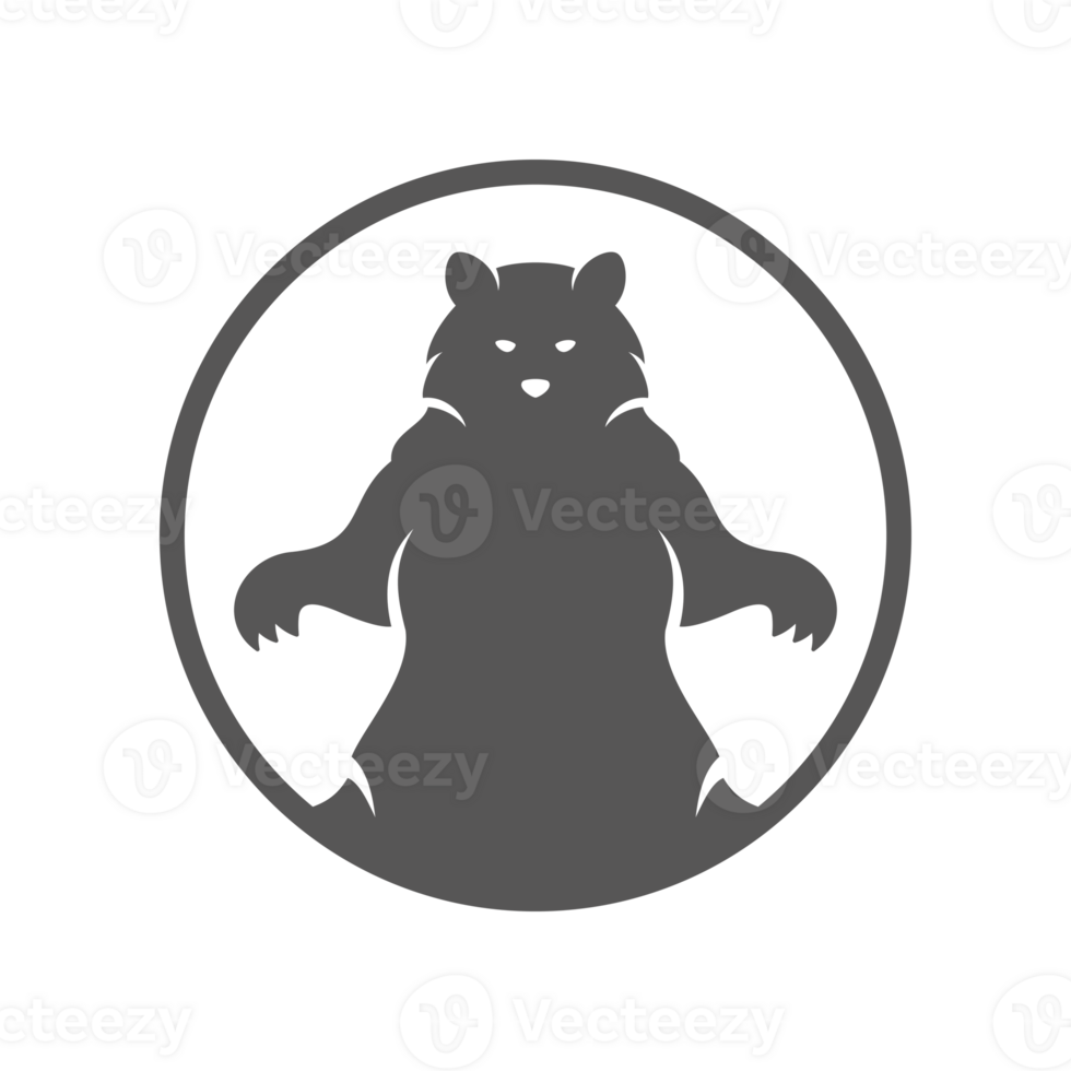 Bear hand drawn silhouette illustration for vintage logo design png