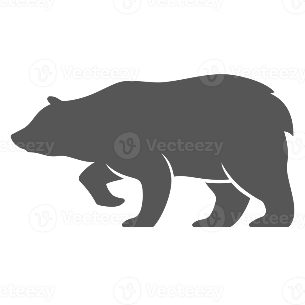Bear hand drawn silhouette illustration for vintage logo design png