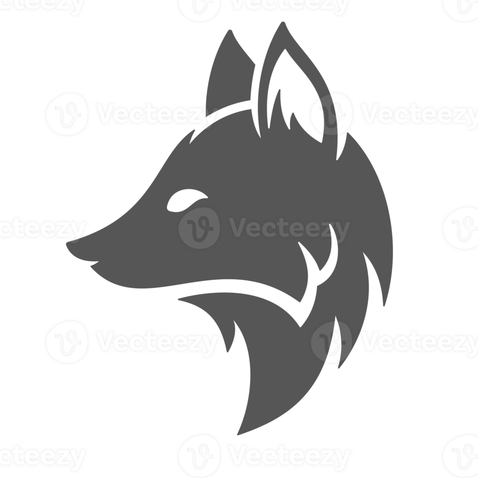 Fox hand drawn silhouette illustration for vintage logo design png