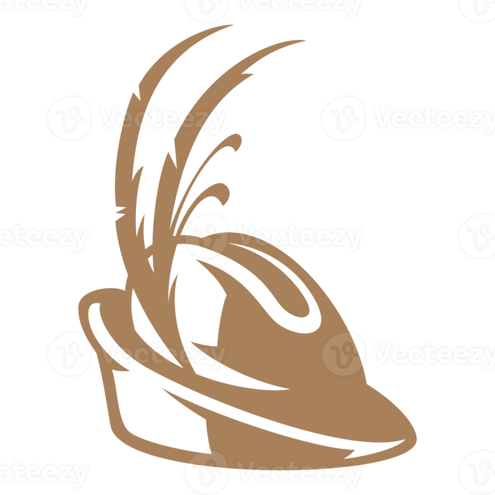 German hunting hat with feather hand drawn silhouette illustration for retro logo design png