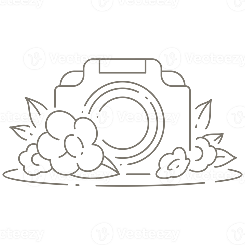 Camera with Floral Ornament Line Art png