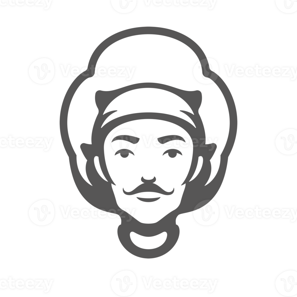 Chef men face with hat hand drawn silhouette illustration for vintage logo design png