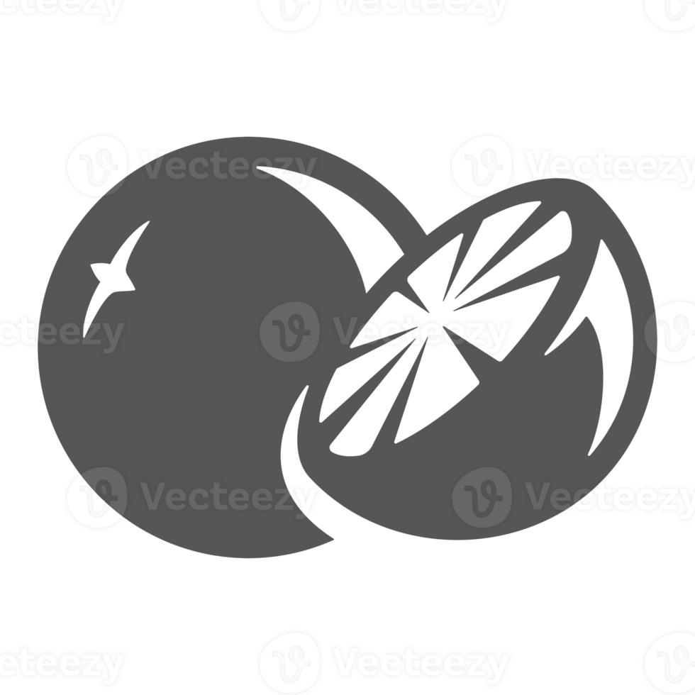 Orange fruit hand drawn silhouette illustration for vintage logo design png
