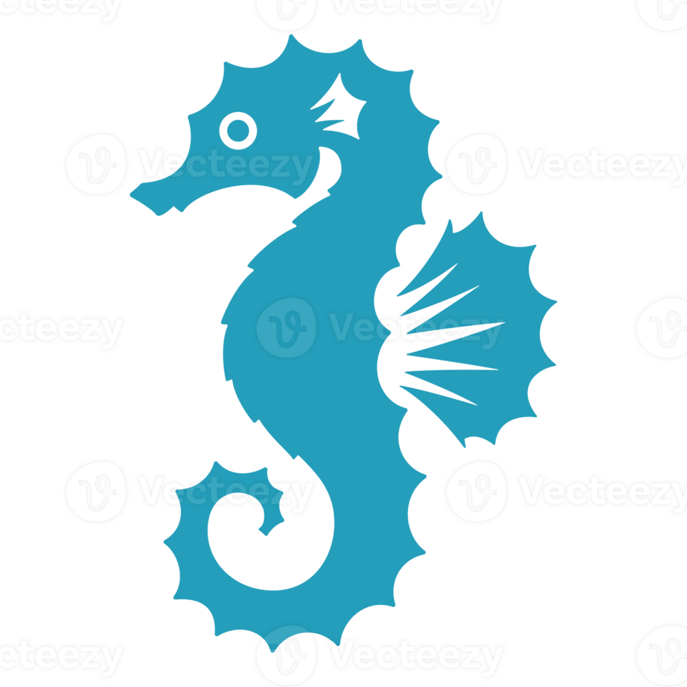 Seahorse hand drawn silhouette illustration for retro logo design png