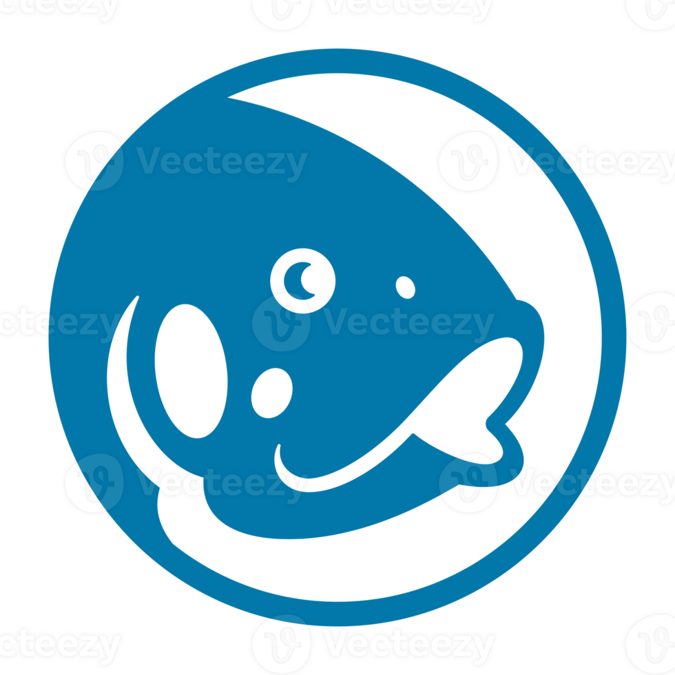 Logo template with fish head in round frame png