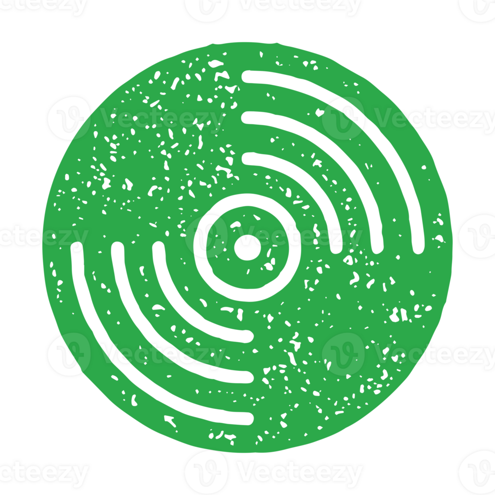 Minimalistic green retro vinyl record grunge texture illustration analogue audio disk png