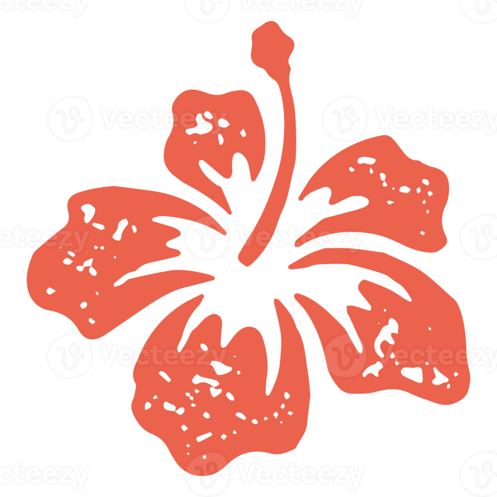 Simple aroma red flower with petals and stamen romantic decorative design grunge texture png
